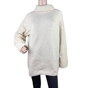 New PrettyGarden Women's Cream Knitted Turtleneck Long Sleeves Sweater M